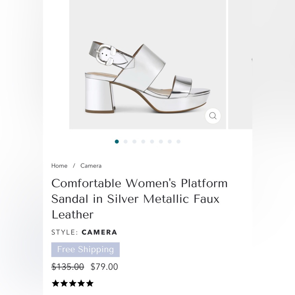AEROSOLES Camera Women's Platform Sandal in Silver Metallic Faux Leather 9.5 NWT - Picture 3 of 6